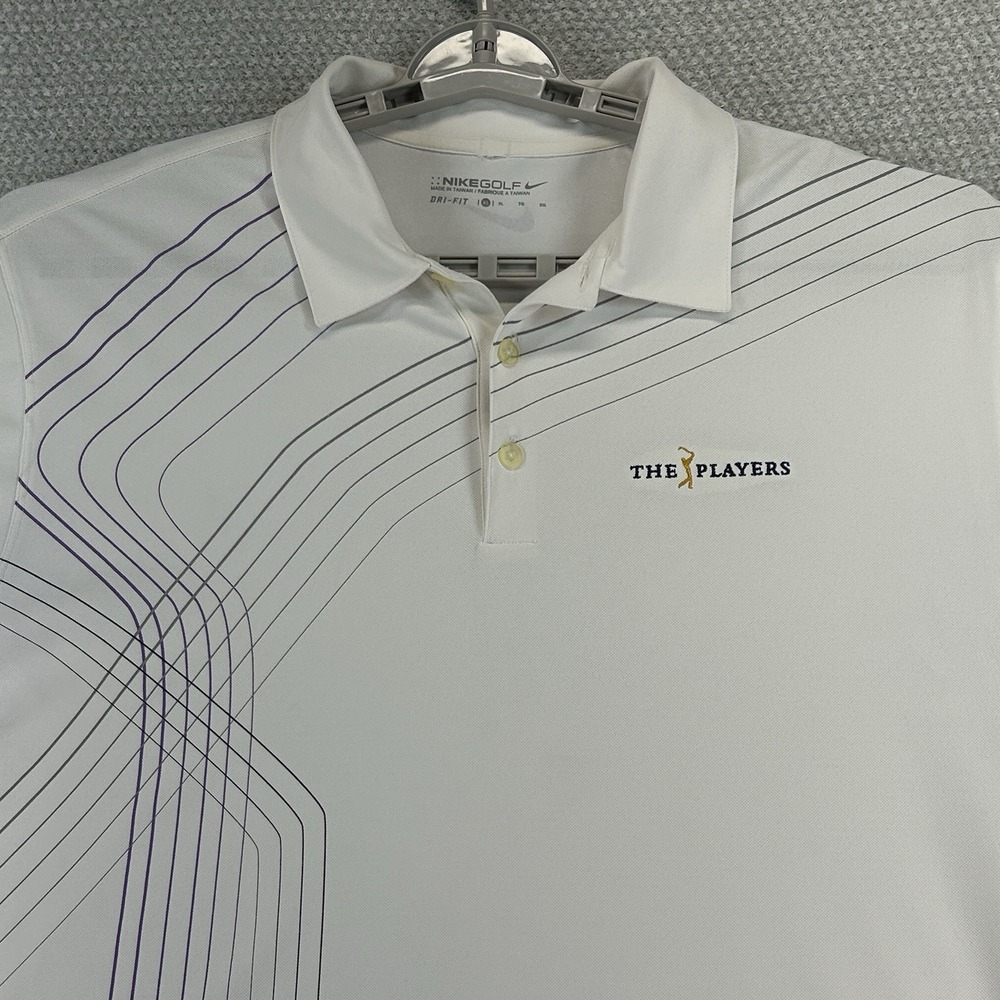 Nike Polo Shirt Mens XL White Striped TPC Sawgrass Players Championship Golf - Picture 2 of 16